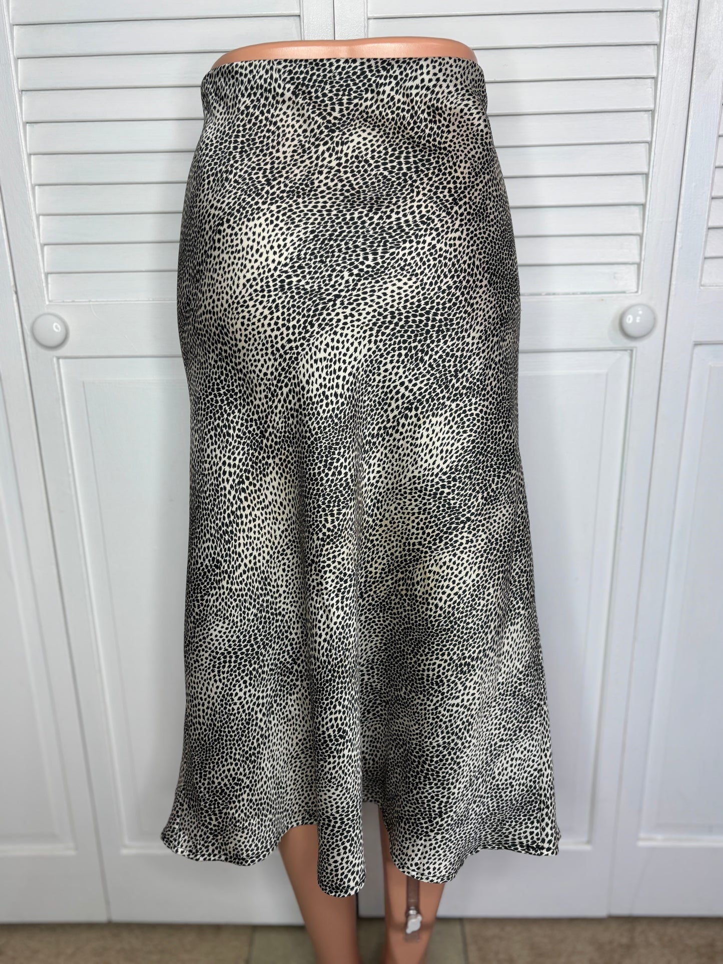 RE:NAMED Animal Print Satin Bias Midi Skirt Size Large