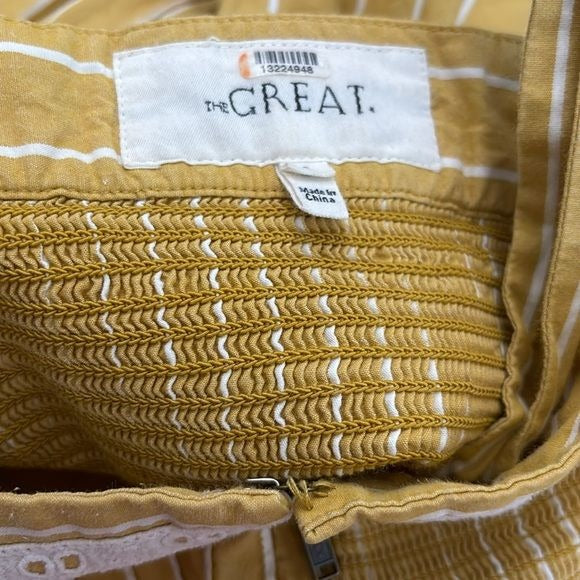 THE GREAT Yellow Striped Hourglass The Laurel Dress Size 2