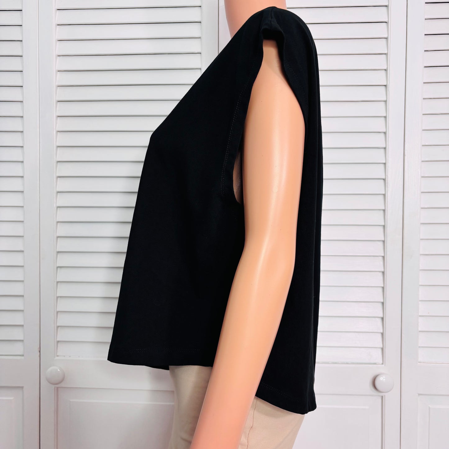 SAINT + SOFIA Black Organic Cotton Cap Sleeve Tee Size 10