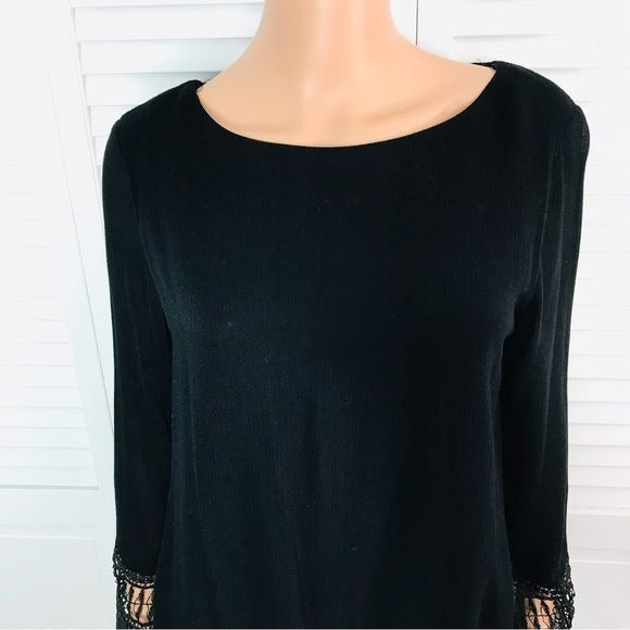 COAST Black Bell Sleeve Lace Detail Cuff Dress Size S