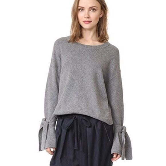 MADEWELL Gray Tie Cuff Pullover Sweater Size XS