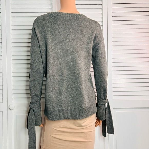 MADEWELL Gray Tie Cuff Pullover Sweater Size XS