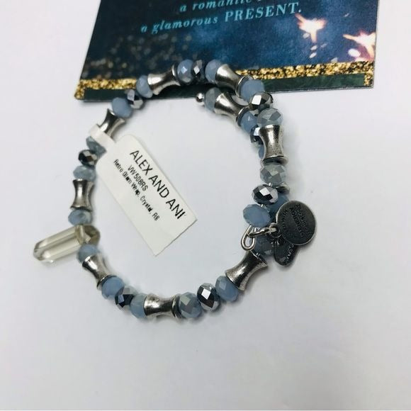 *NEW* ALEX AND ANI Retro Glam Blue Beaded Bracelet