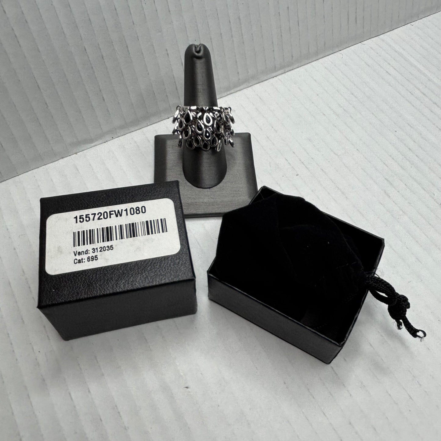 MICHAEL VALITUTTI Gems en Vogue Sterling Silver Black Spinel Shaker Ring Size 8