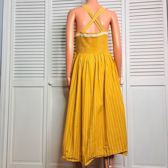 THE GREAT Yellow Striped Hourglass The Laurel Dress Size 2