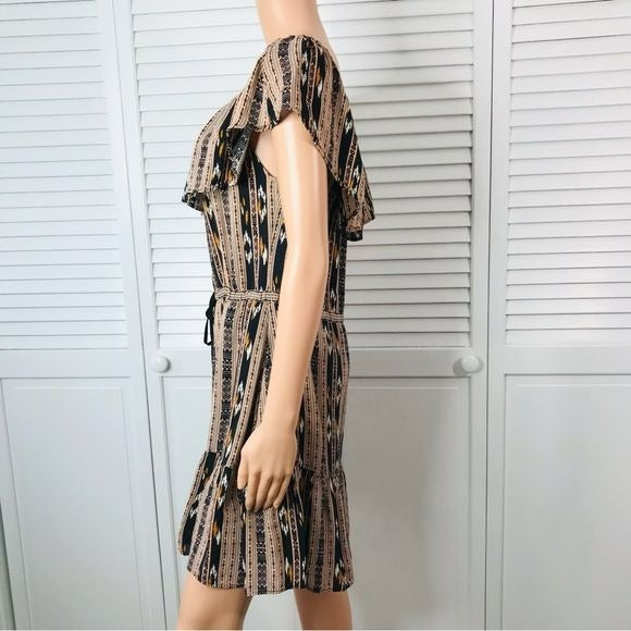 DV DOLCE VITA Lucero Peasant Aztec Print Off The Shoulder Dress Size M