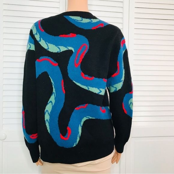 RAG & BONE Black Cashmere Snake Embroidered Sweater Size S