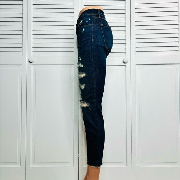 J BRAND Demented Trouble Distressed Low Rise Cropped Jeans Size 28