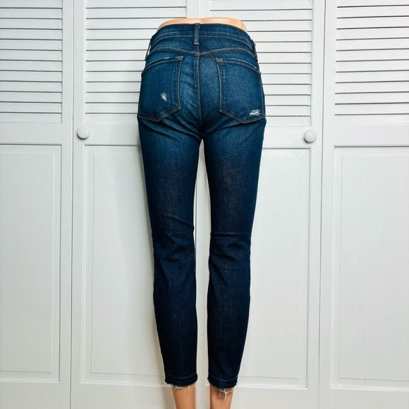 J BRAND Demented Trouble Distressed Low Rise Cropped Jeans Size 28