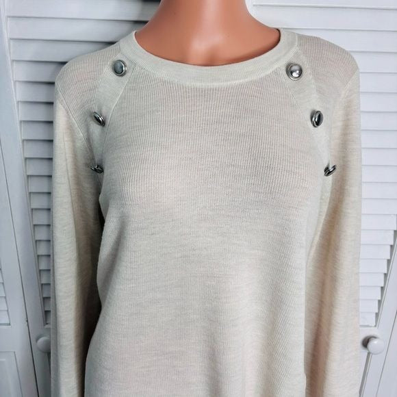 VERONICA BEARD Pearson Merino Wool Ribbed Cream Sweater Size Medium