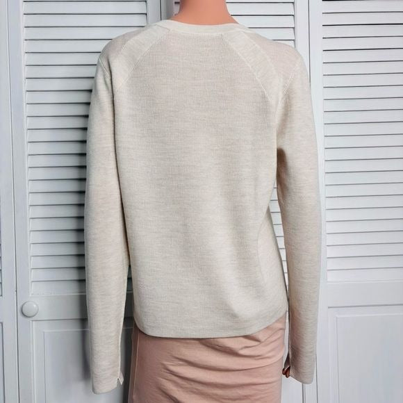 VERONICA BEARD Pearson Merino Wool Ribbed Cream Sweater Size Medium