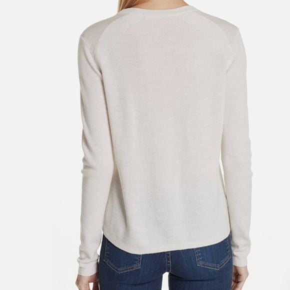VERONICA BEARD Pearson Merino Wool Ribbed Cream Sweater Size Medium