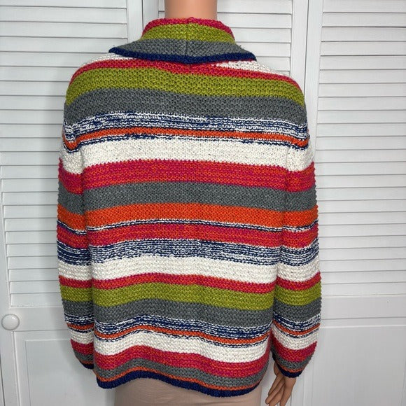 HABITAT Textured Stripe Multicolor Cowl Neck Pullover Sweater Size Small
