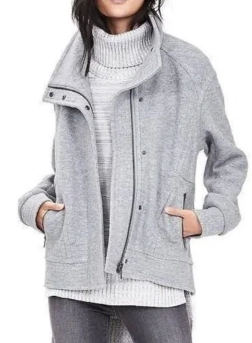 BANANA REPUBLIC Gray Cocoon Zip Jacket Size XS