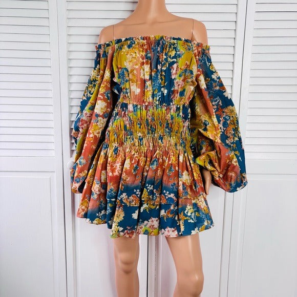 CAROLINE CONSTAS Floral Cotton Poplin Dress Size Medium