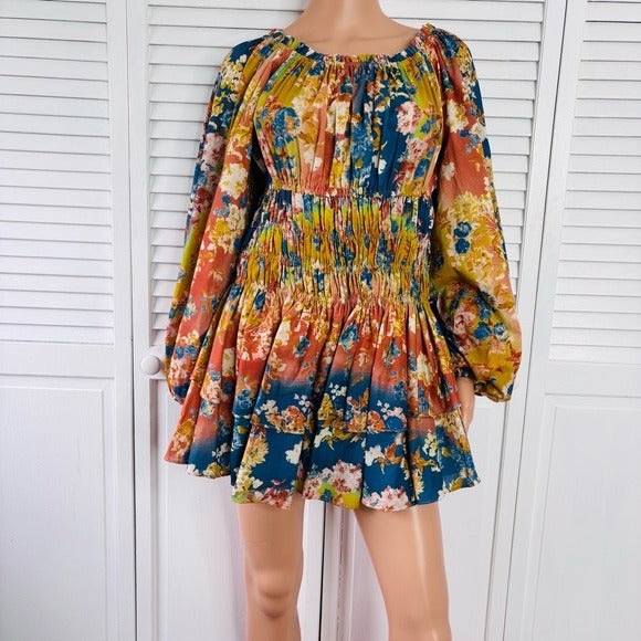 CAROLINE CONSTAS Floral Cotton Poplin Dress Size Medium