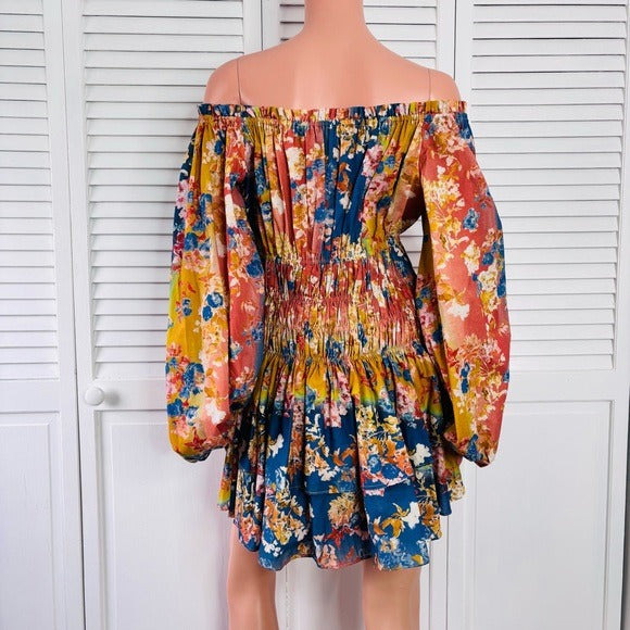 CAROLINE CONSTAS Floral Cotton Poplin Dress Size Medium