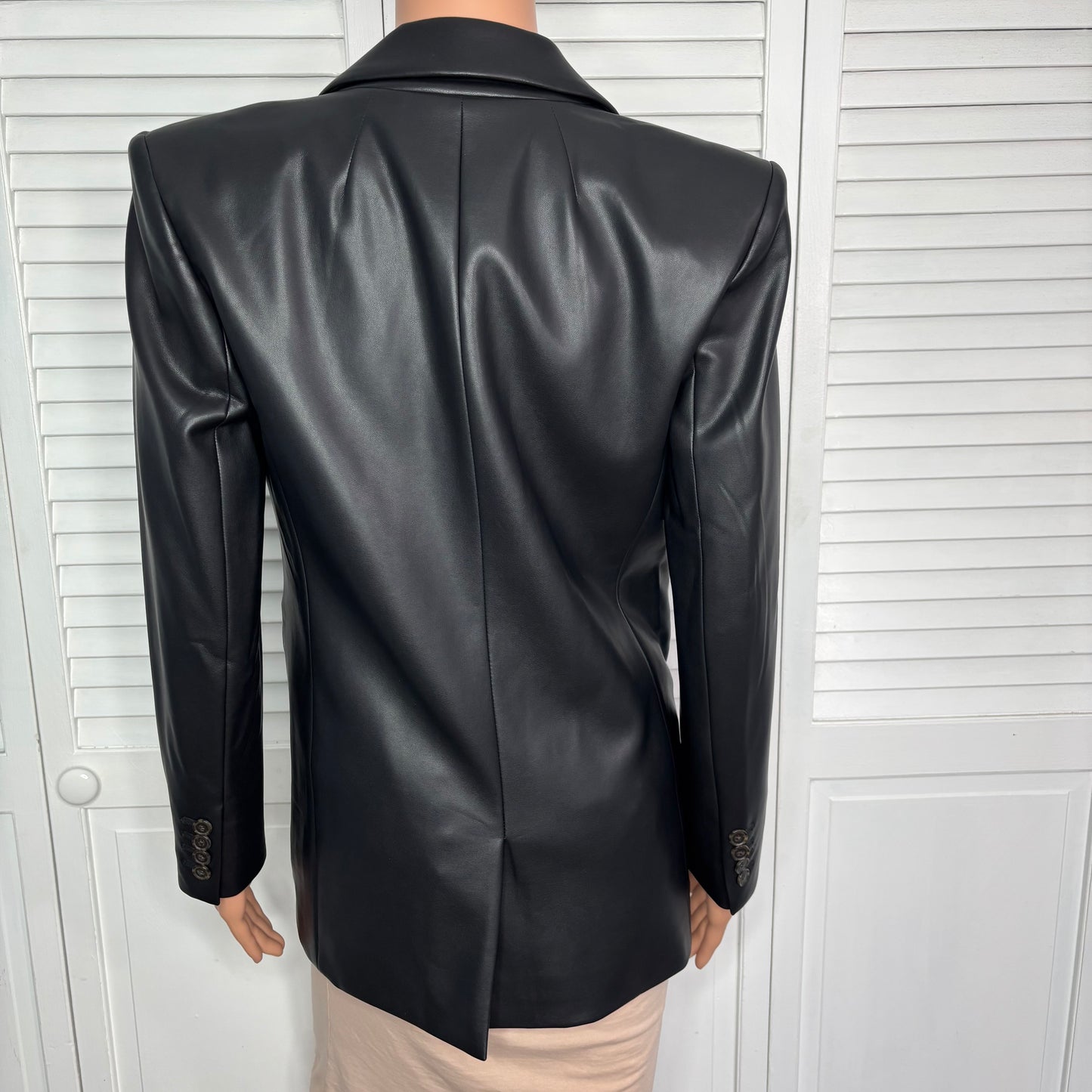 New J.CREW Vivienne Blazer in Faux Leather Black Size 0