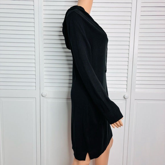 NEW YORK & COMPANY SoHo Street Black Hooded Sweater Dress Size Medium