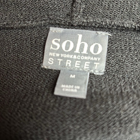 NEW YORK & COMPANY SoHo Street Black Hooded Sweater Dress Size Medium