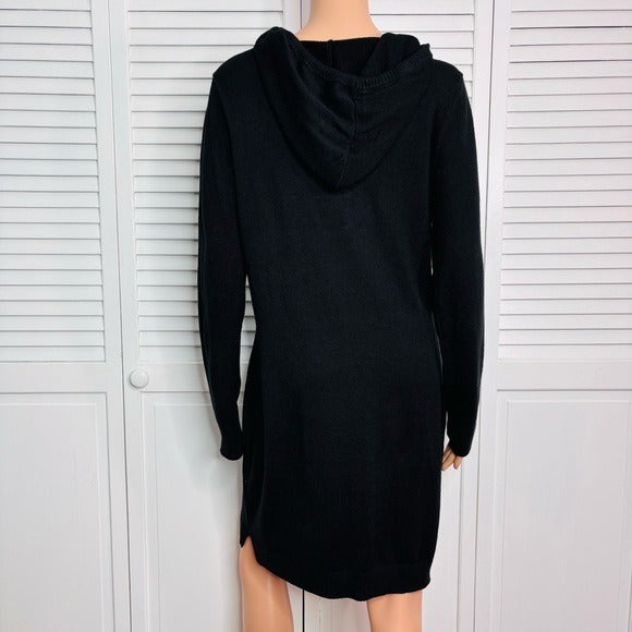 NEW YORK & COMPANY SoHo Street Black Hooded Sweater Dress Size Medium