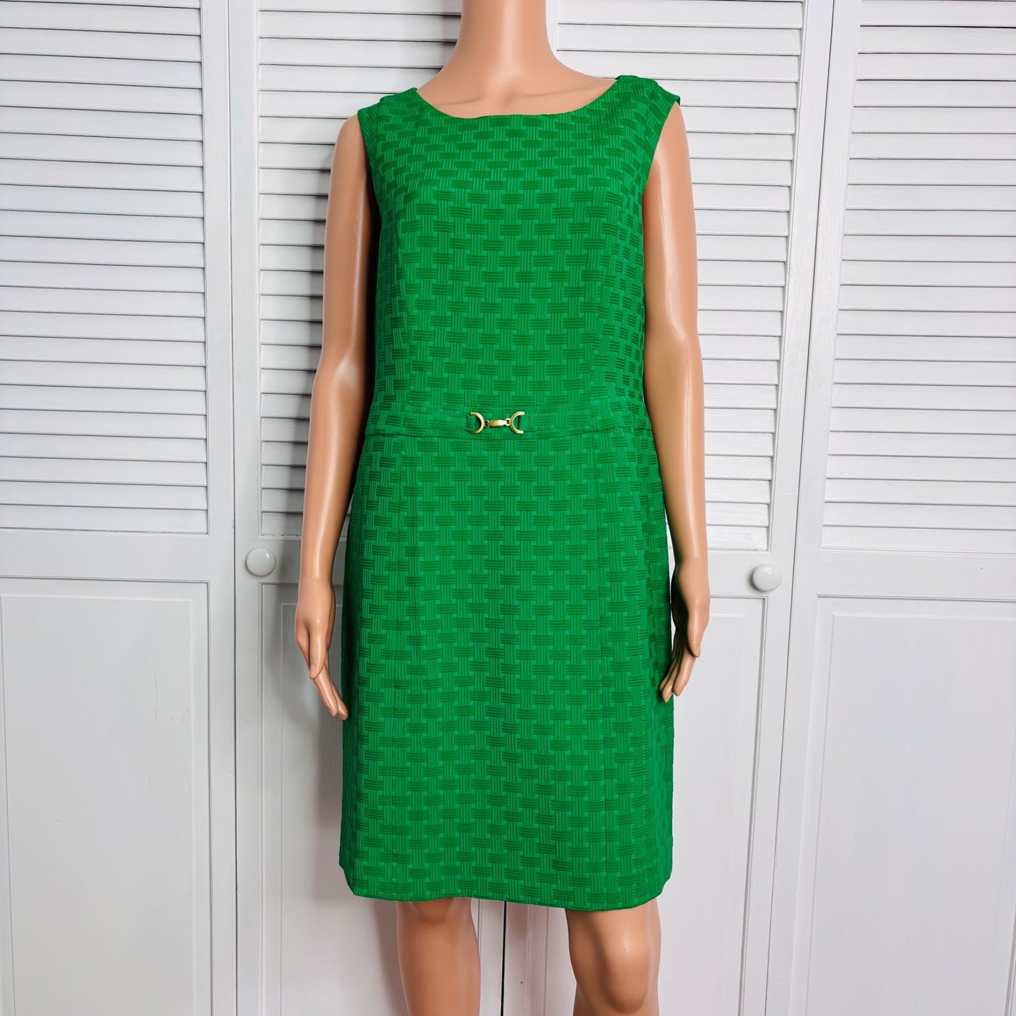 TALBOTS Green Textured Sleeveless Sheath Dress Size 12P