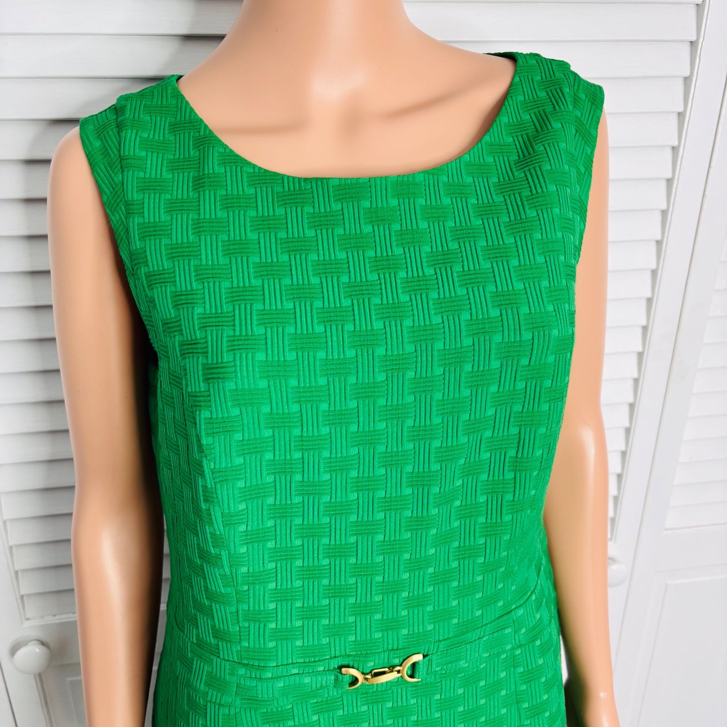 TALBOTS Green Textured Sleeveless Sheath Dress Size 12P