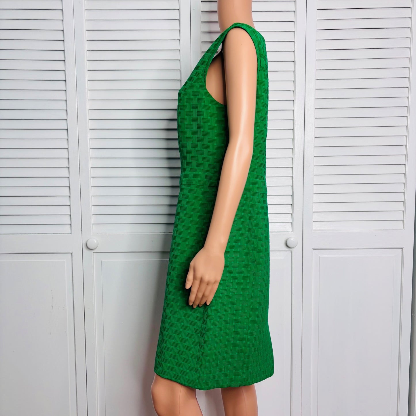 TALBOTS Green Textured Sleeveless Sheath Dress Size 12P
