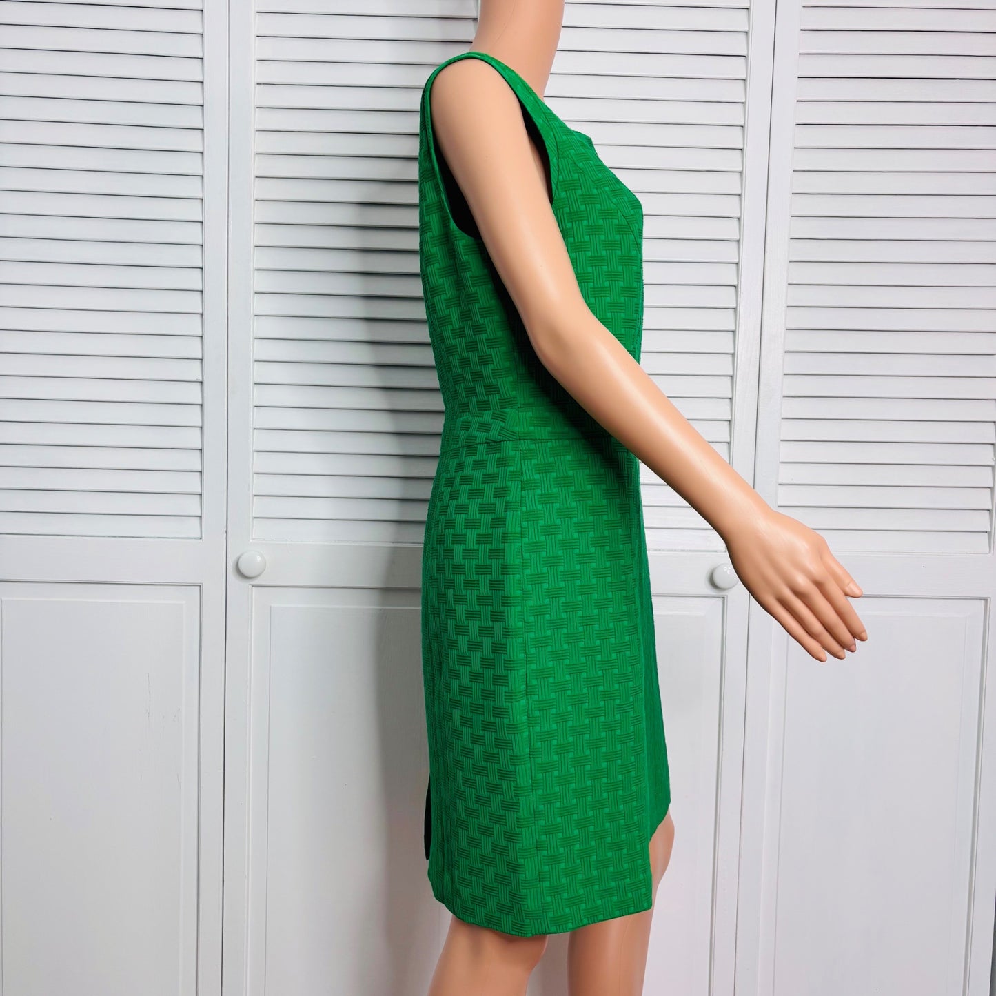TALBOTS Green Textured Sleeveless Sheath Dress Size 12P