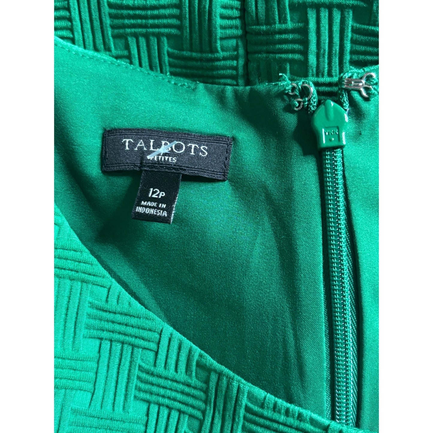 TALBOTS Green Textured Sleeveless Sheath Dress Size 12P