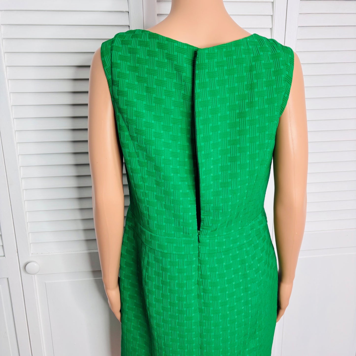 TALBOTS Green Textured Sleeveless Sheath Dress Size 12P