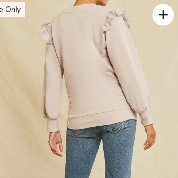 *NEW* AMOUR VERT Lilac Selma Luxe Fleece Lace Top Size L