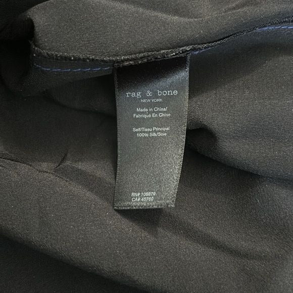 RAG & BONE Black Shields V-Neck Silk Blouse Size Medium