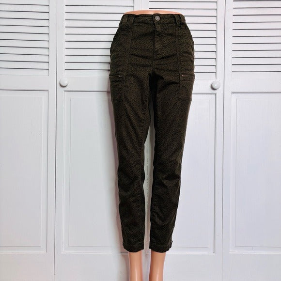 JOIE Mob Wife Edgy French Army Animal Print Skinny Ankle Pants Size 30