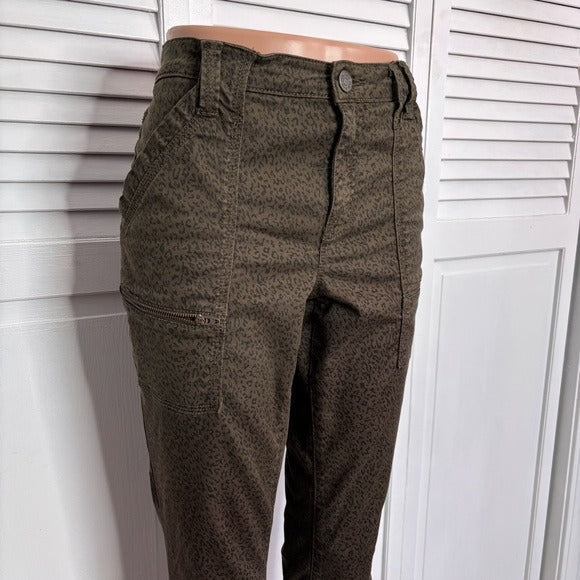 JOIE Mob Wife Edgy French Army Animal Print Skinny Ankle Pants Size 30