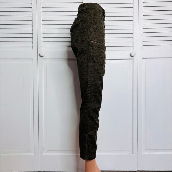 JOIE Mob Wife Edgy French Army Animal Print Skinny Ankle Pants Size 30