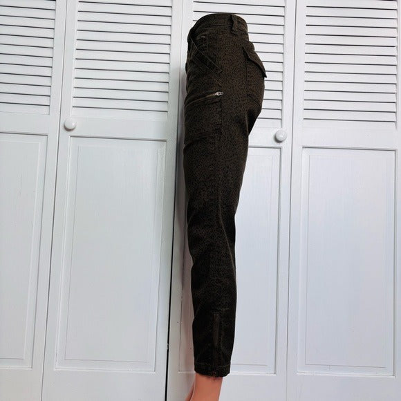 JOIE Mob Wife Edgy French Army Animal Print Skinny Ankle Pants Size 30