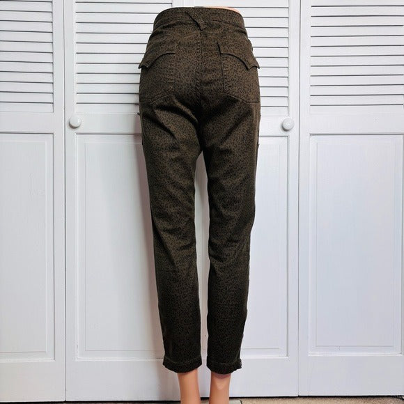 JOIE Mob Wife Edgy French Army Animal Print Skinny Ankle Pants Size 30