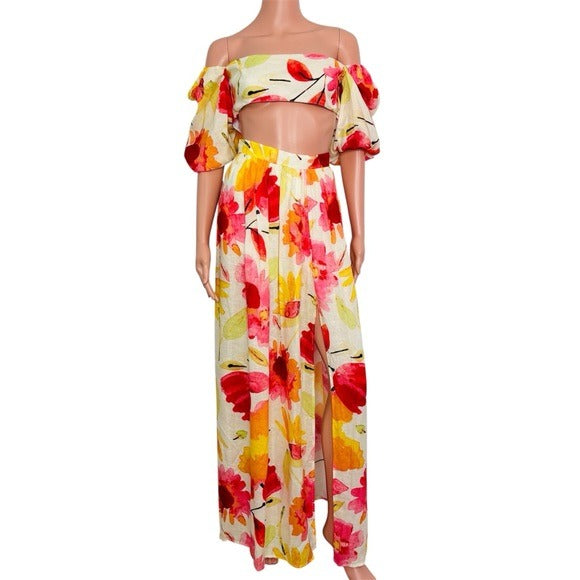 NEW RUMER Coco & Lola Exclusive Floral Print Camille Crop Top & Sunshine Skirt