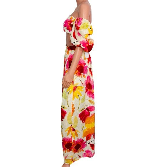 NEW RUMER Coco & Lola Exclusive Floral Print Camille Crop Top & Sunshine Skirt