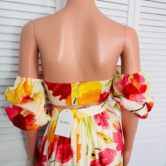 NEW RUMER Coco & Lola Exclusive Floral Print Camille Crop Top & Sunshine Skirt