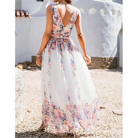 New CUPSHE Warm Up Floral Print V-Neck Maxi Dress Size Large