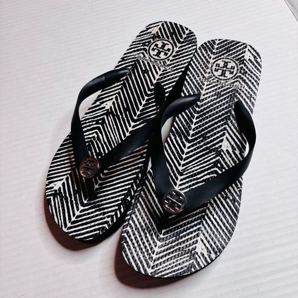 TORY BURCH Zebra Wedge Flip Flops Size 7