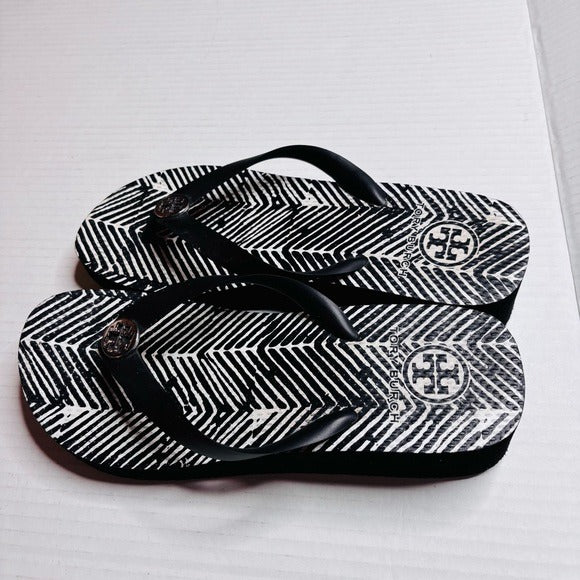 TORY BURCH Zebra Wedge Flip Flops Size 7