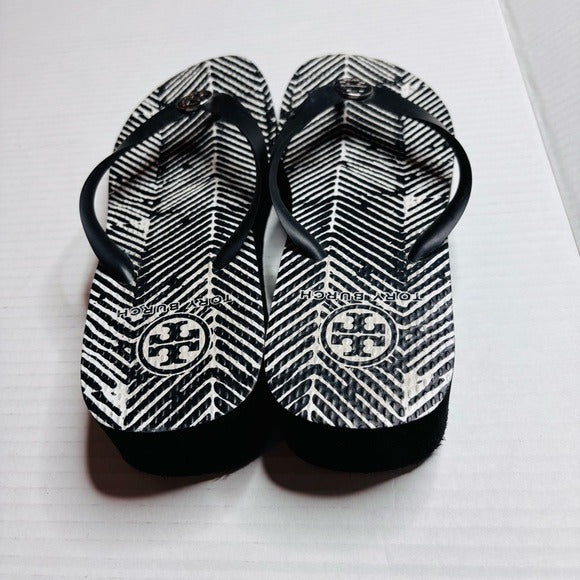 TORY BURCH Zebra Wedge Flip Flops Size 7
