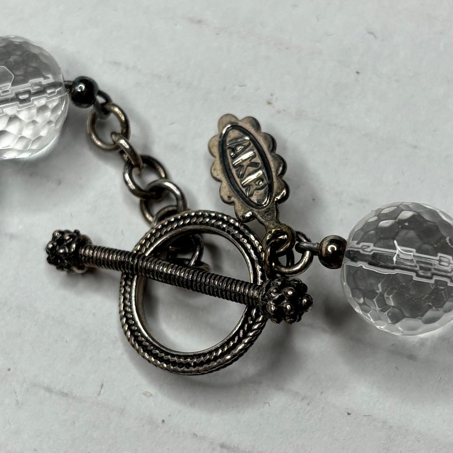 AMY KAHN RUSSELL Vintage Sterling Silver Carved Jade Koi Fish Necklace