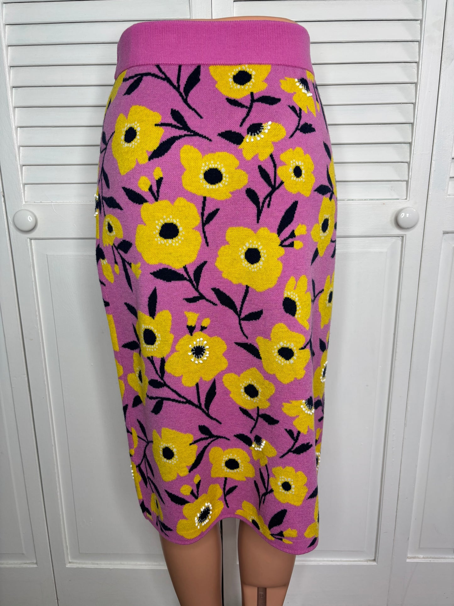 New KATE SPADE Sunshine Floral Embellished Pencil Skirt Size Small