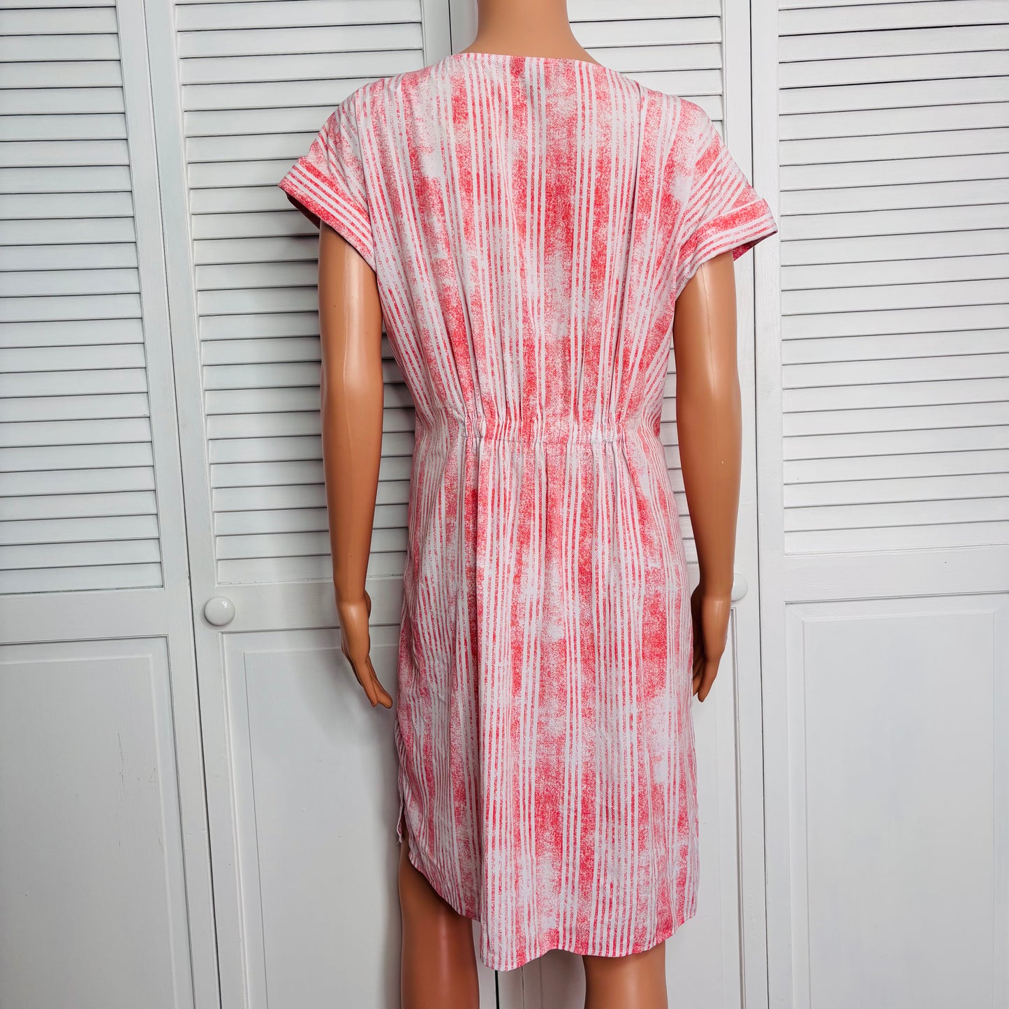 ROCK & REPUBLIC Pink Striped Short Sleeve Button Down Dress Size Large