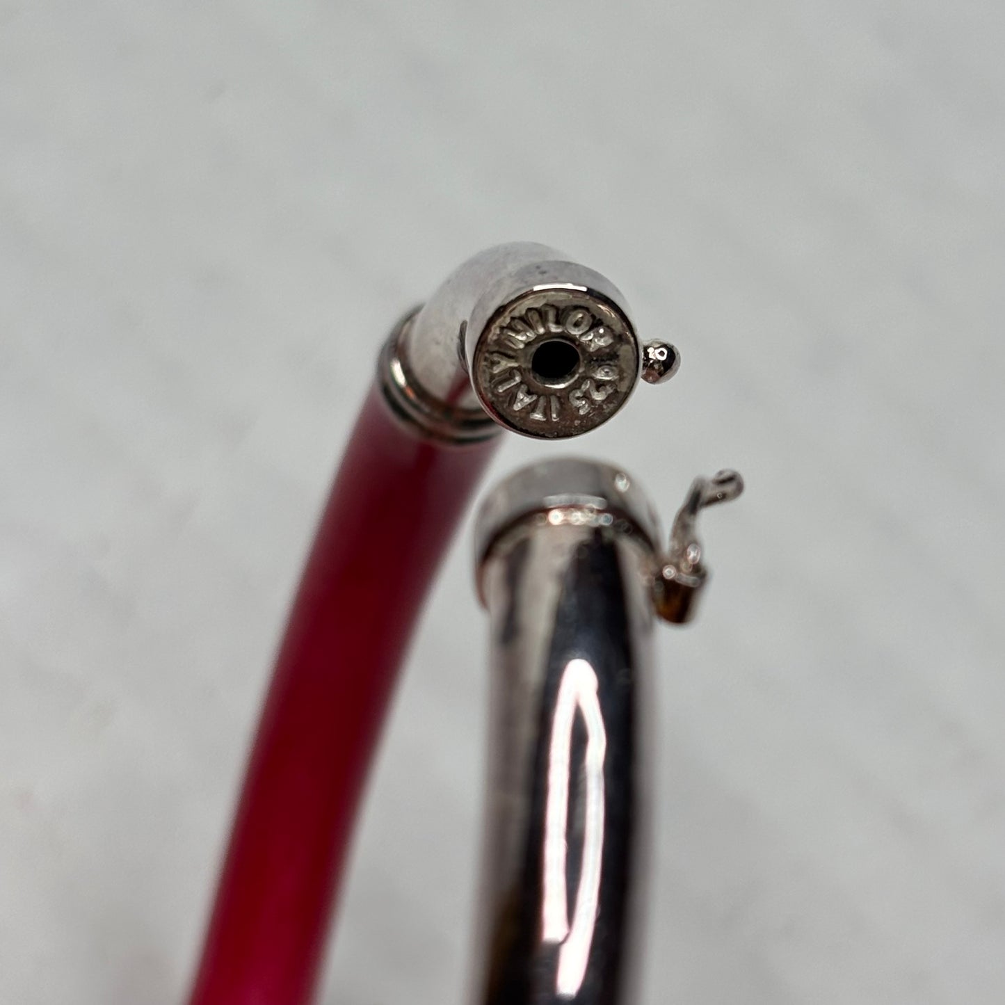 MILOR ITALY Sterling Silver & Pink Resin Bangle Bracelet