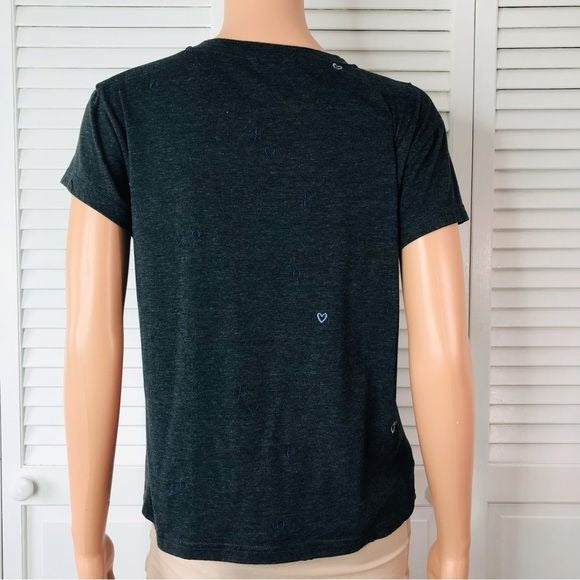 SPLENDID Snowland Embroidered Gray Tee Size Medium